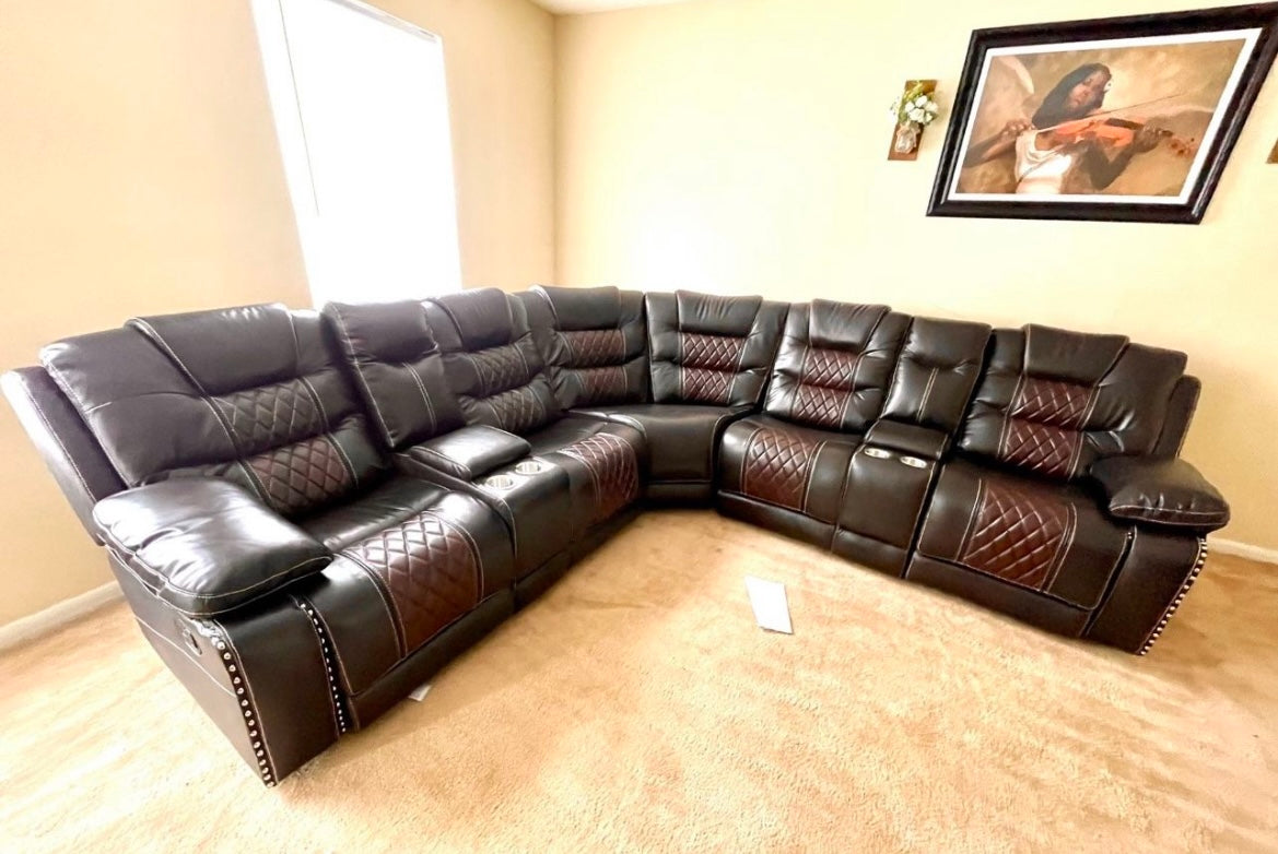 #6235 TWO-TONE BROWN RECLINING SECTIONAL