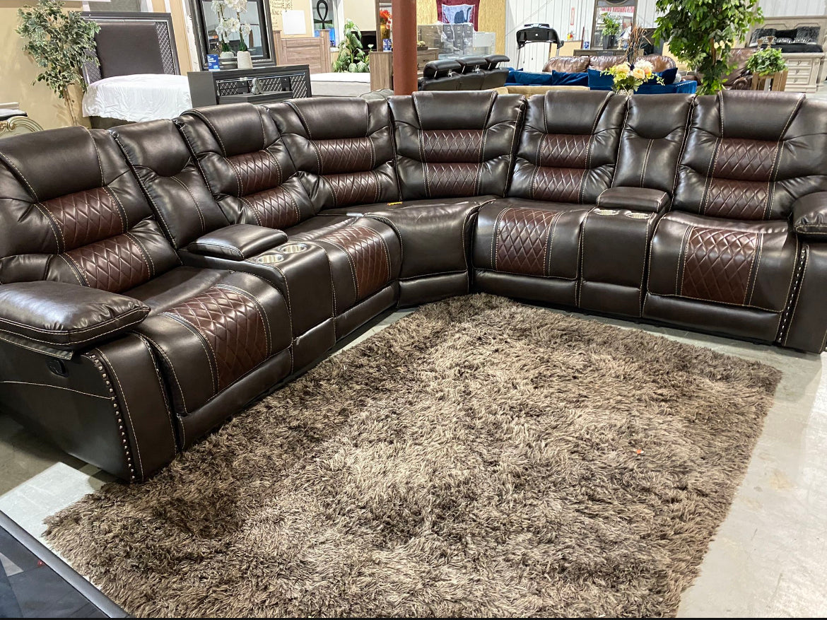 #6235 TWO-TONE BROWN RECLINING SECTIONAL
