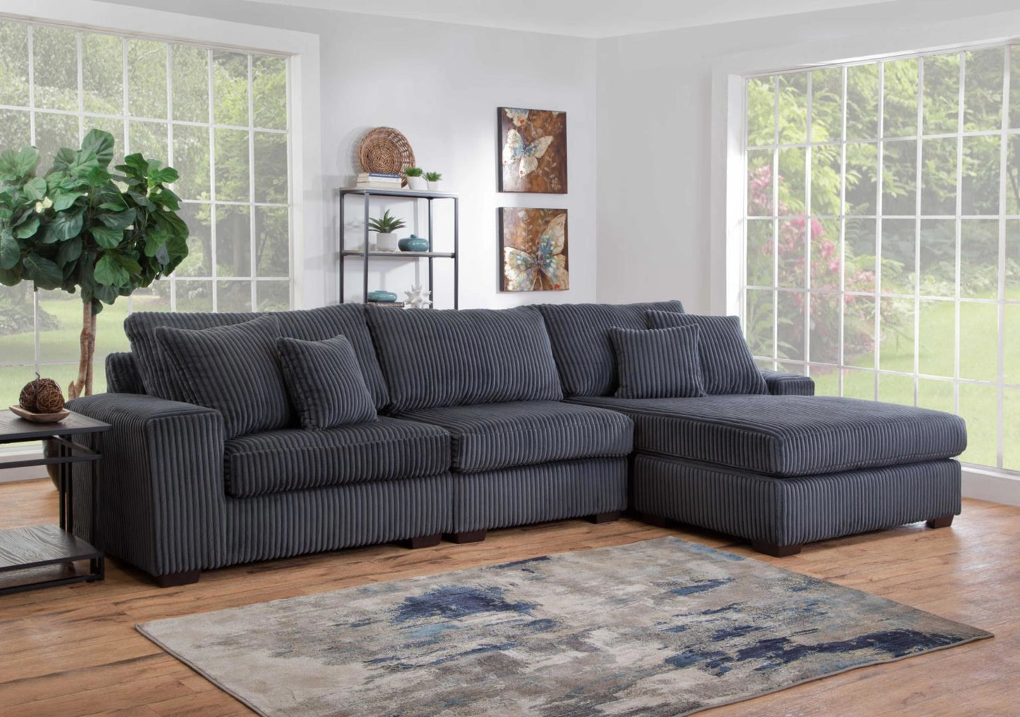 LIBBY 3PC CHARCOAL SECTIONAL (RAF CHAISE)