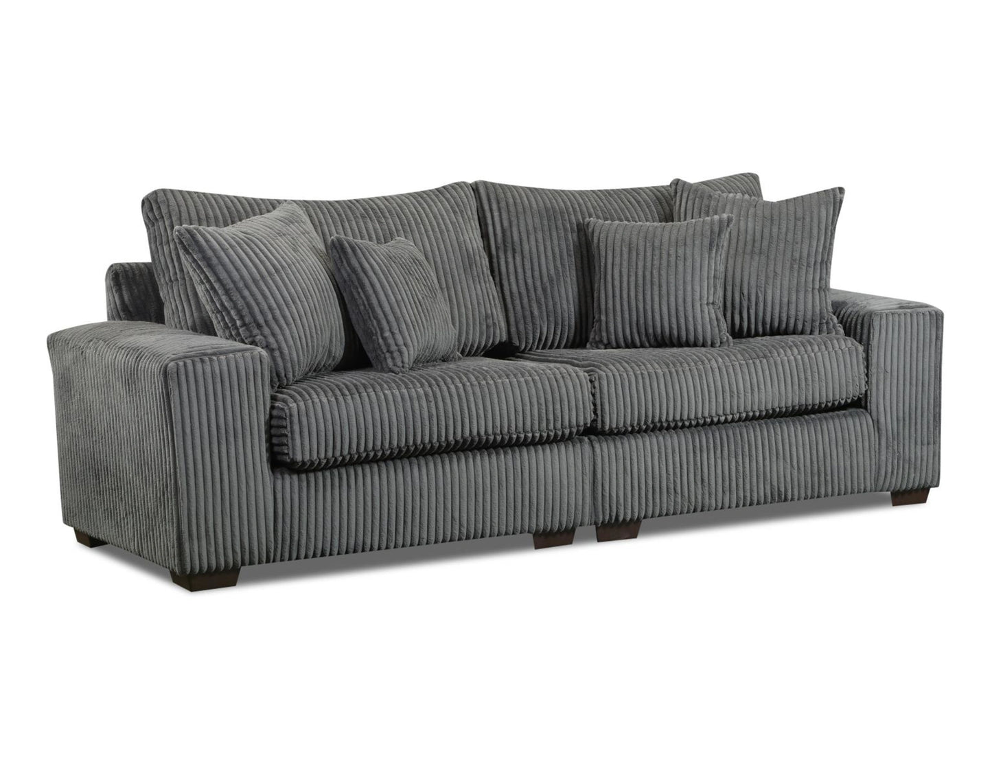 LIBBY CHARCOAL GRAY PLUSH CORDUROY SOFA