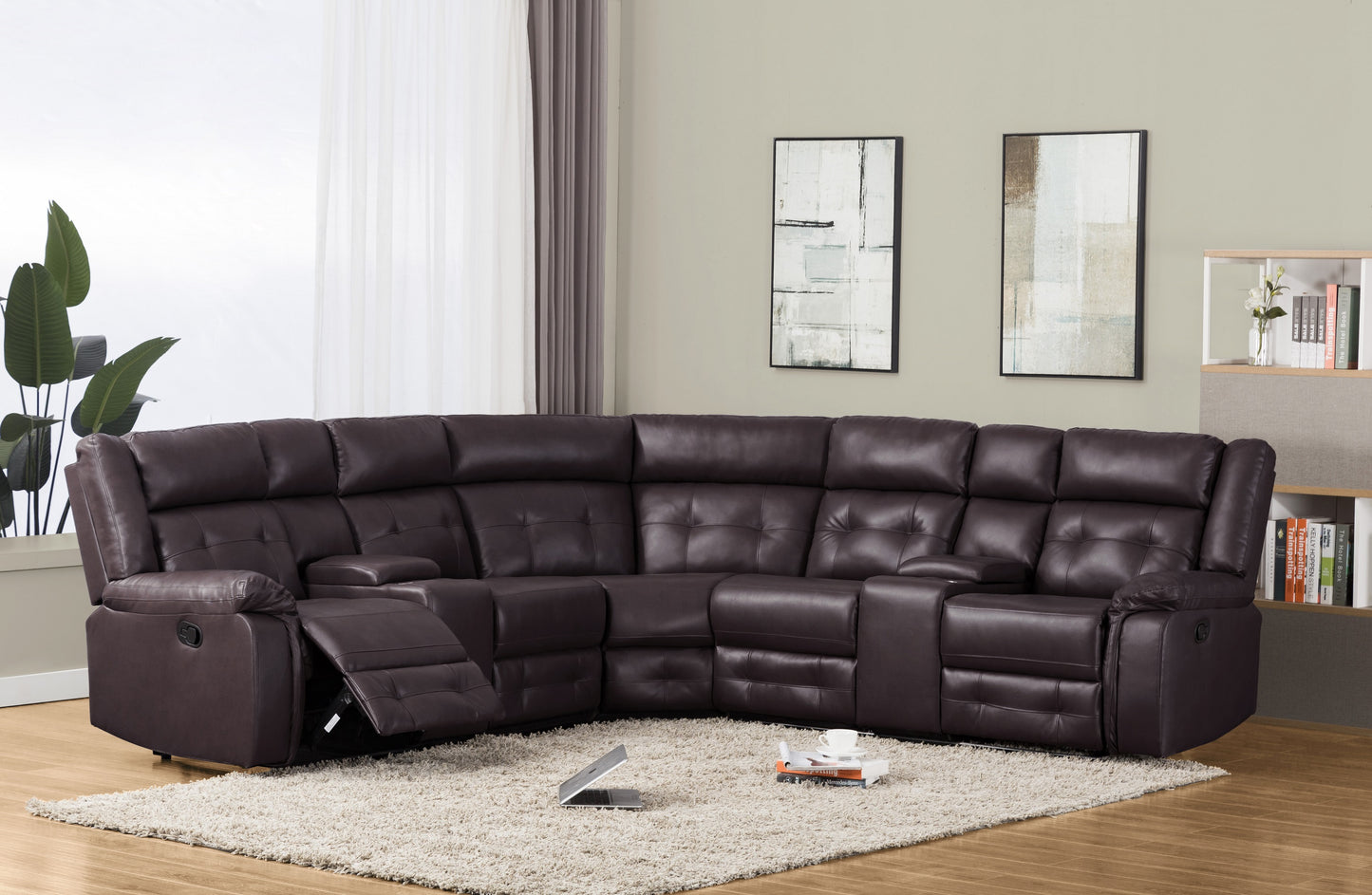 BROWN RECLINING SECTIONAL