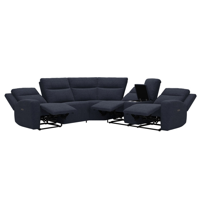 MADDOX COLLECTION CHARCOAL FABRIC POWER RECLINING SECTIONAL WITH USB