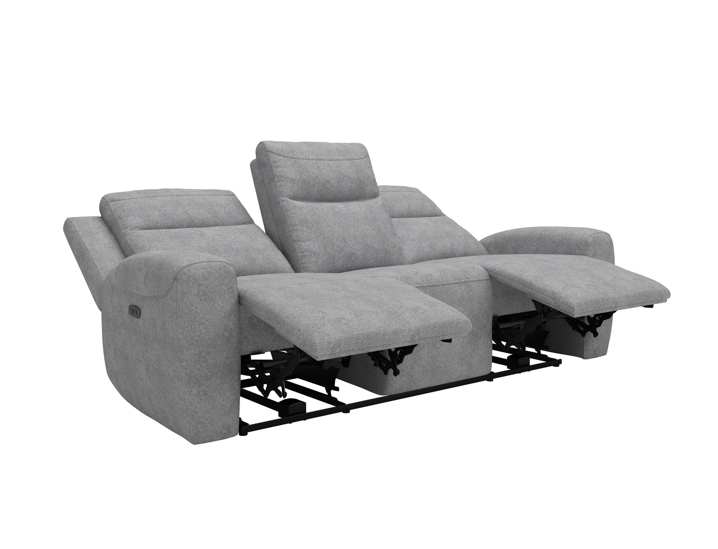 MADDOX COLLECTION GRAY POWER RECLINING SOFA W/ADJUSTABLE HEADRESTS