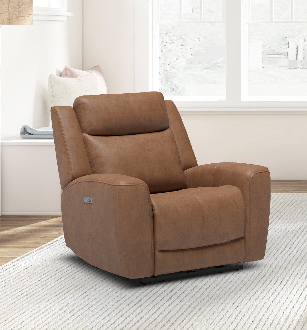 KNOX COLLECTION SADDLE GENUINE LEATHER MATCH POWER RECLINING CHAIR