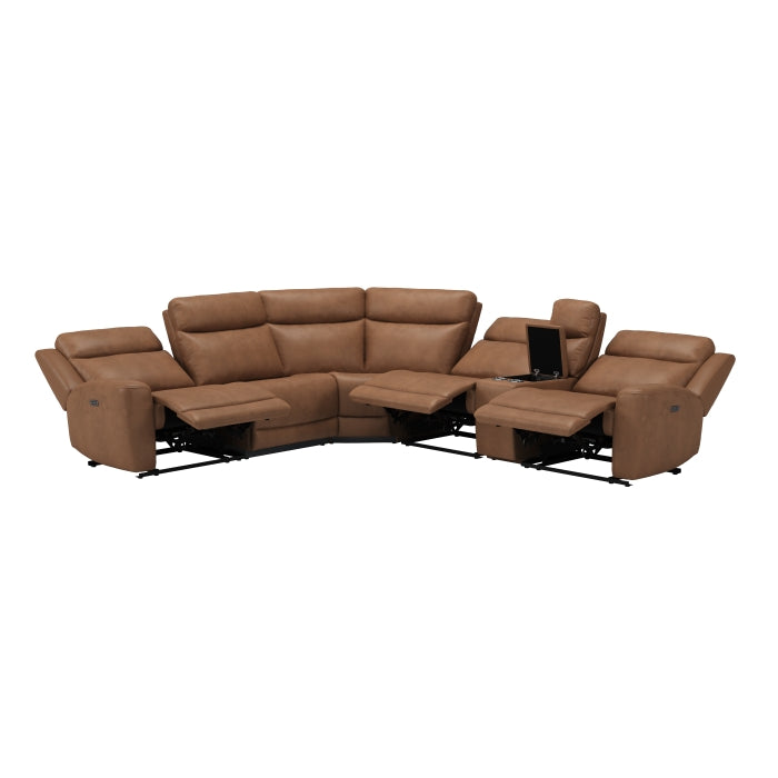 KNOX COLLECTION SADDLE GENUINE LEATHER MATCH POWER RECLINING SECTIONAL