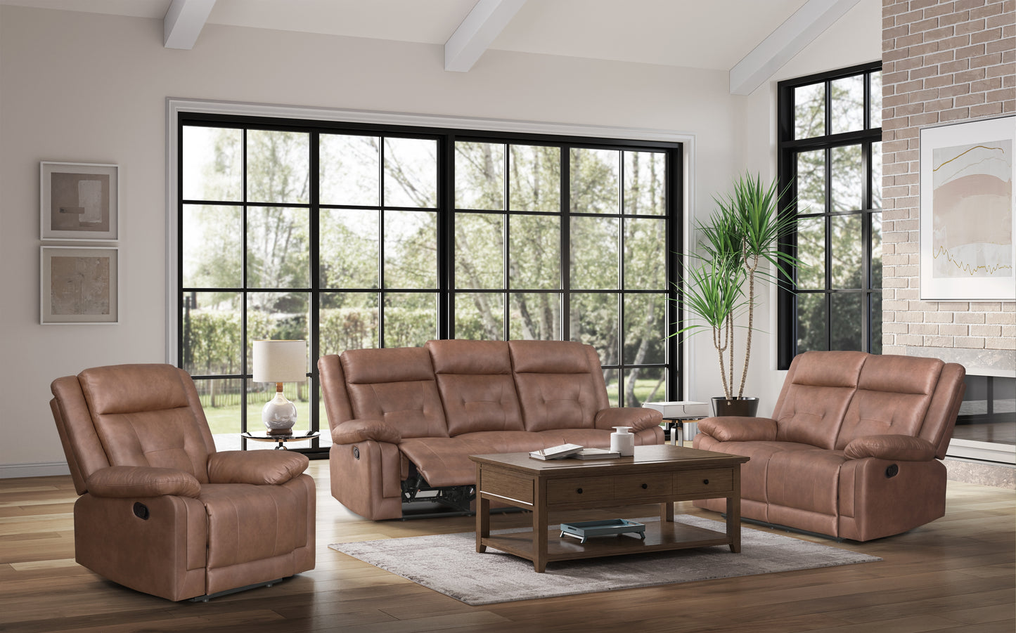 DOOLY COLLECTION 3PC SOFA, LOVE AND CHAIR BROWN
