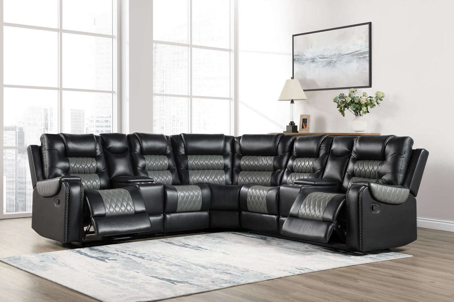 HART COLLECTION 3-PIECE RECLINING SECTIONAL BLACK