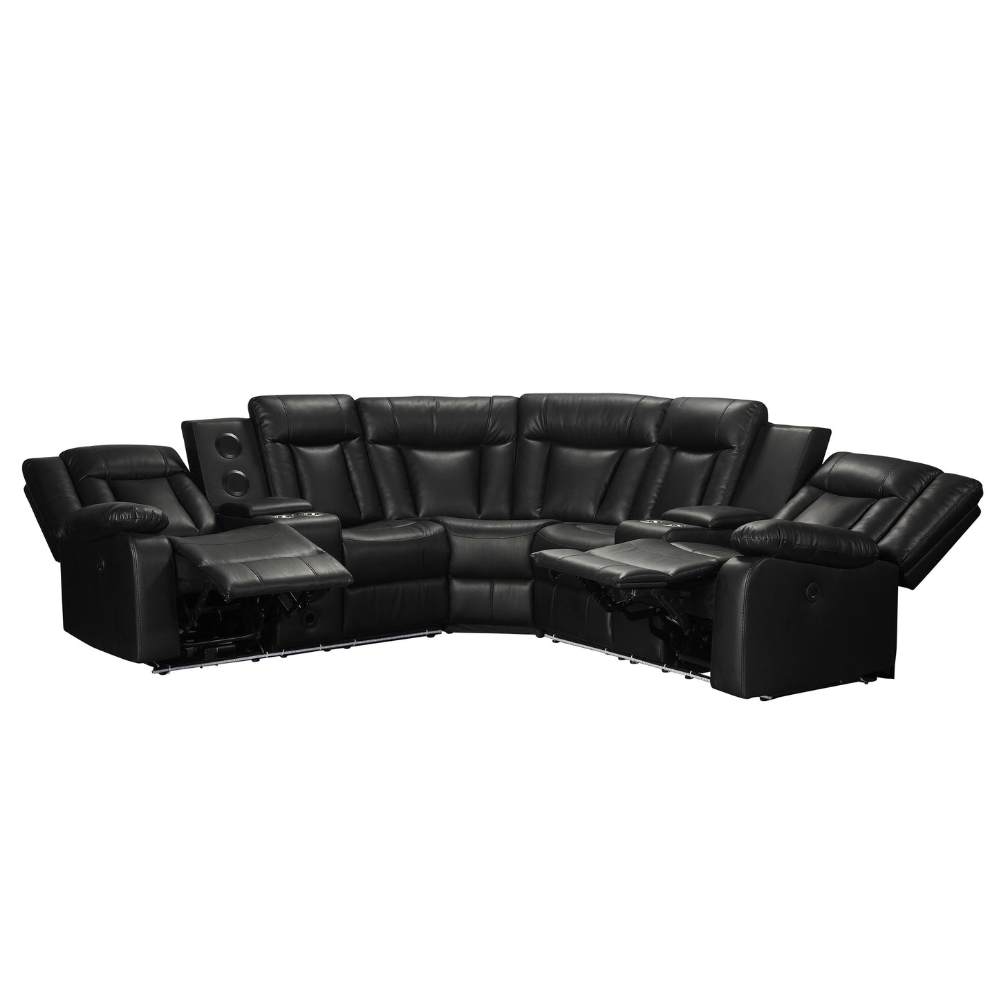 SPLENDOR COLLECTION BLACK POWER RECLINING SECTIONAL WITH LED & SPEAKERS