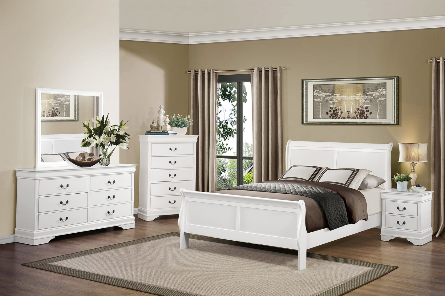 MAYVILLE COLLECTION FULL WHITE SLEIGH BEDROOM (B,D,M,N)