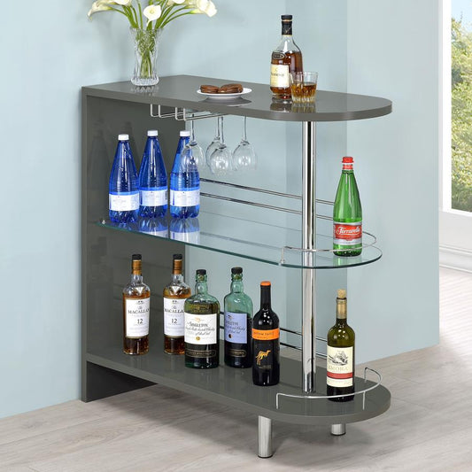 Adolfo Rectangular 2-tier Home Bar Table Gray High Gloss