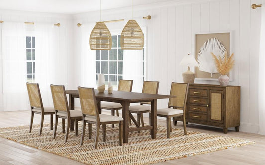 Matisse 9-piece Rectangular Dining Table Set Light Brown