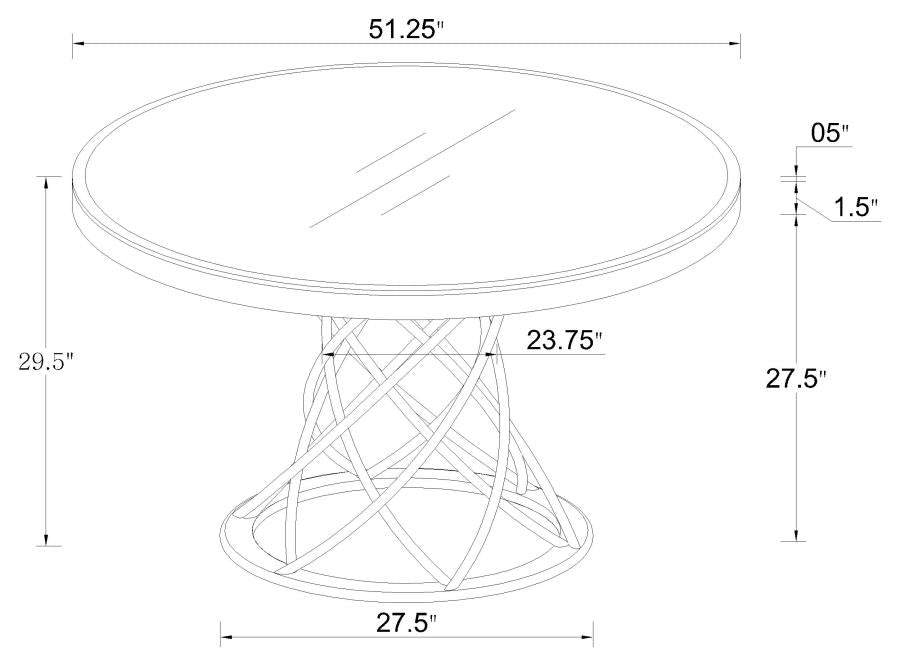 Irene 5-piece Round Glass Top Dining Set White and Chrome-LIMITED STOCK!