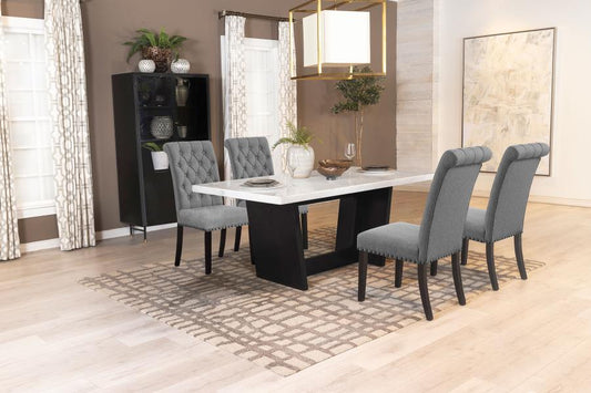 Sherry 5-piece Rectangular Marble Top Dining Table Set Gray