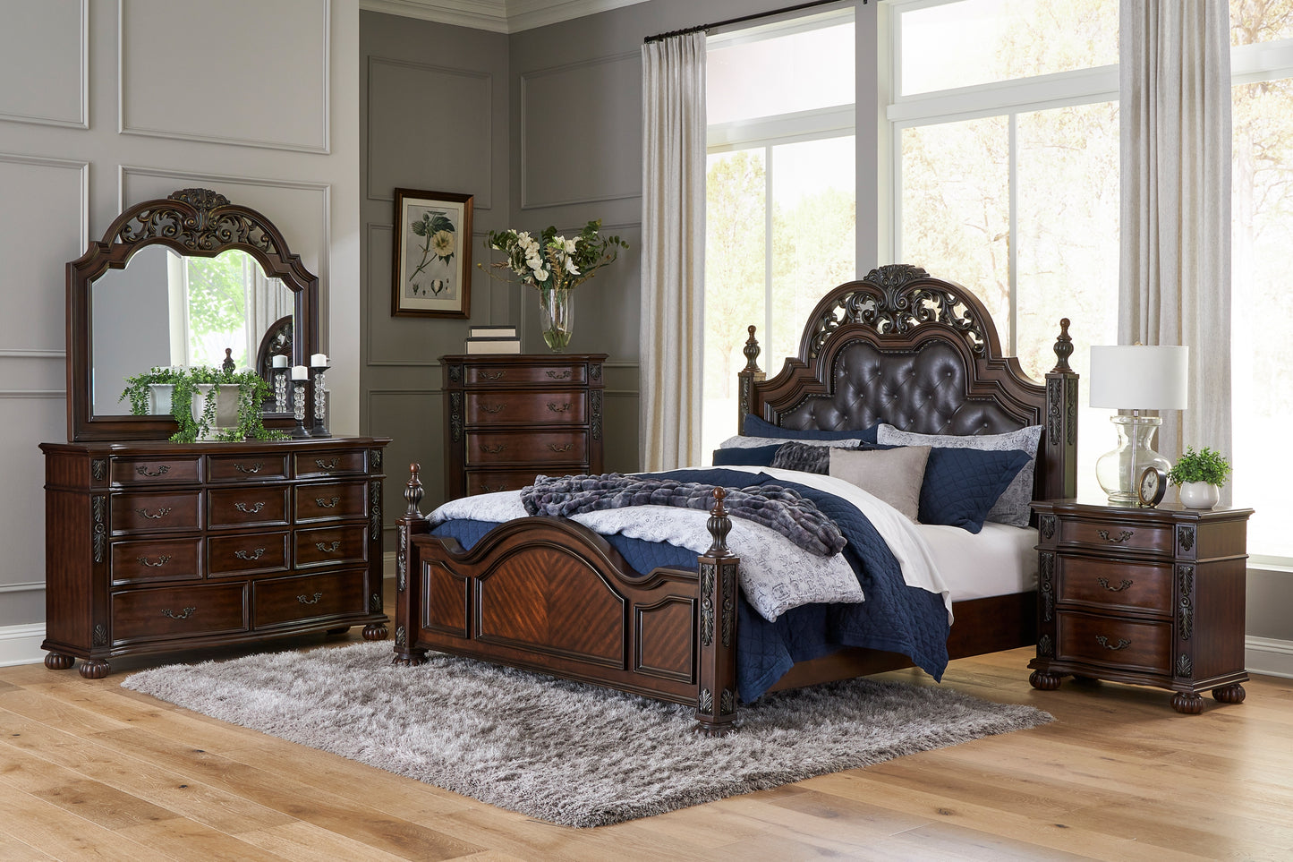ADELINA COLLECTION QUEEN 4 PC BEDROOM SET (B,D,M,N)