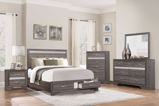 LUSTER COLLECTION KING 4PC PLATFORM/STORAGE BEDROOM SET (B,D,M,N)