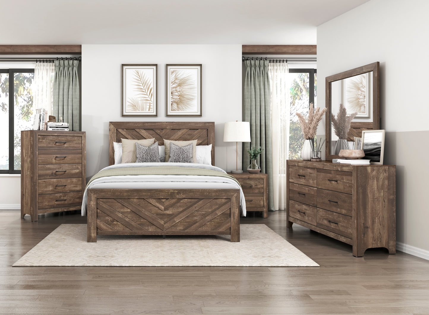 CORBIN COLLECTION KING 4PC BEDROOM SET BROWN (B,D,M,N)