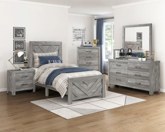 CORBIN COLLECTION TWIN 4PC BEDROOM SET GRAY (B,D,M,N)