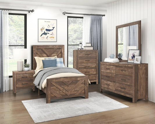 CORBIN COLLECTION TWIN 4PC BEDROOM SET BROWN (B,D,M,N)