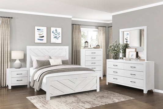 CORBIN COLLECTION KING 4PC BEDROOM SET WHITE (B,D,M,N)
