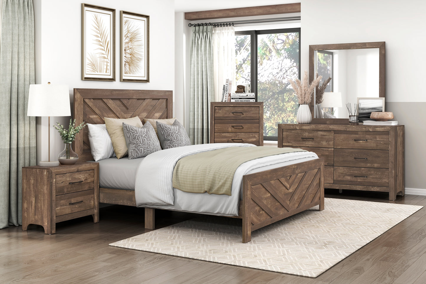 CORBIN COLLECTION FULL 4PC BEDROOM SET BROWN (B,D,M,N)