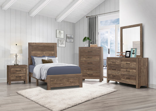 CORBIN COLLECTION TWIN 4PC BEDROOM SET BROWN (B,D,M,N)