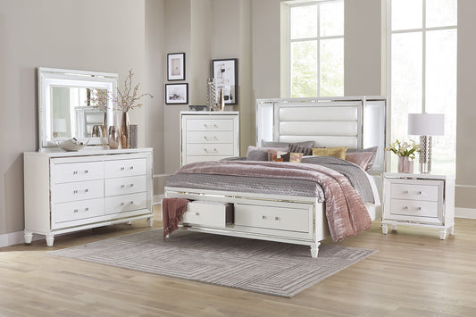 TAMSIN COLLECTION QUEEN PLATFORM/STORAGE 4PC BEDROOM SET WHITE (B,D,M,N)