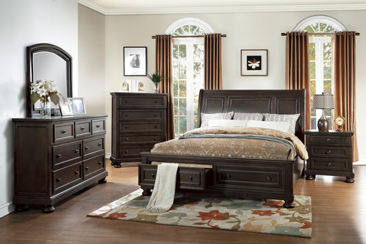 BEGONIA COLLECTION QUEEN 4PC PLATFORM/STORAGE BEDROOM SET GRAYISH BROWN