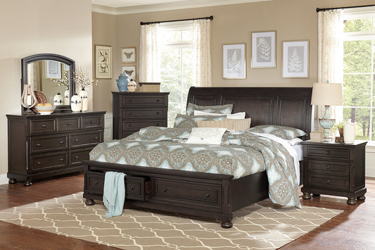 BEGONIA COLLECTION KING 4PC PLATFORM/STORAGE BEDROOM SET GRAYISH BROWN