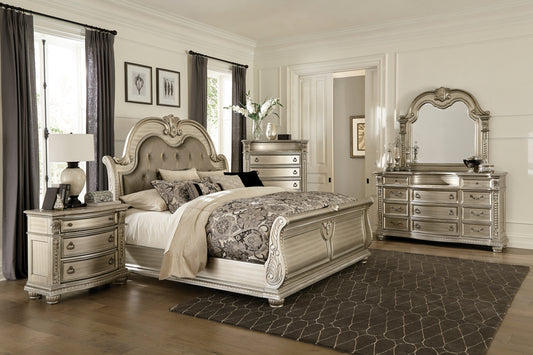 OLD WORLD EUROPEAN KING 4PC SILVER BIRCH BEDROOM SET (B,D,M,N)