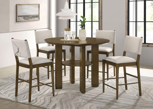 Ottowa 5-piece Round Wood Counter Height Dining Room Table Set Brown