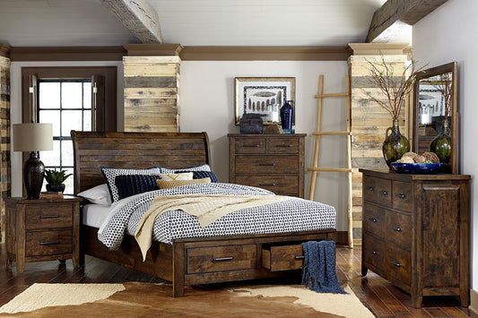 JERRICK COLLECTION KING 4PC PLATFORM/STORAGE BEDROOM SET (B,D,M,N)