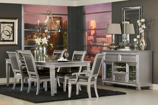 BEVELLE COLLECTION 7 PC DINING SET SILVER
