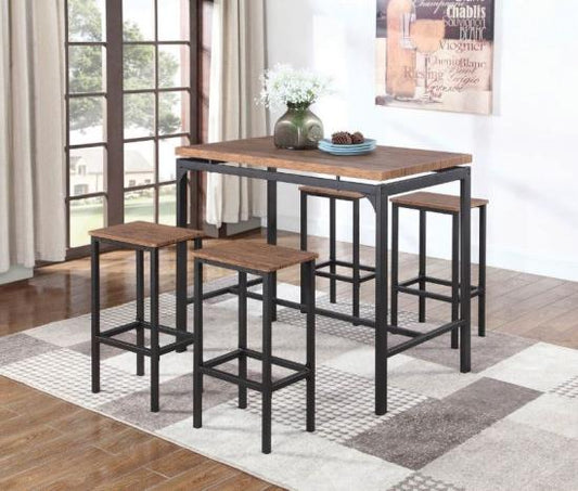 Santana 5-piece Pub Height Bar Table Set Weathered Chestnut