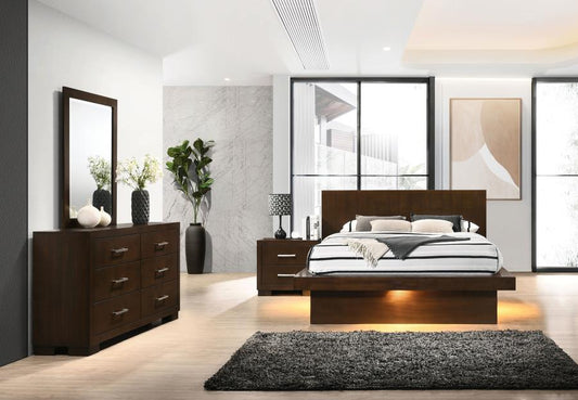 Jessica 4-piece Queen Platform LED Bedroom Set Cappuccino (B,D,M,N)