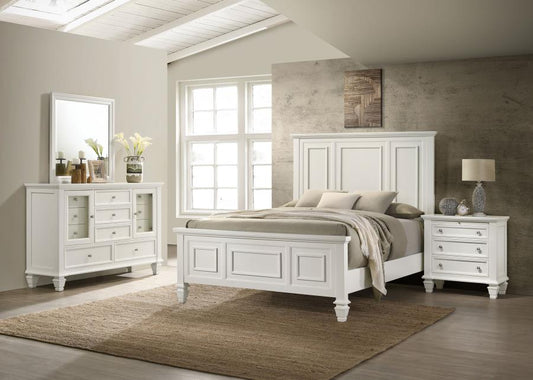Sandy Beach 4-piece California King Bedroom Set Cream White (B,D,M,N)