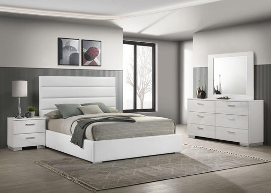 Felicity 4-piece Eastern King Platform Bedroom Set White High Gloss (B,D,M,N)