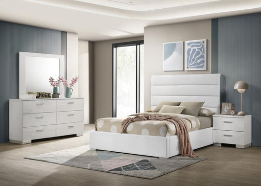 Felicity 4-piece Full Platform Bedroom Set White High Gloss (B,D,M,N)