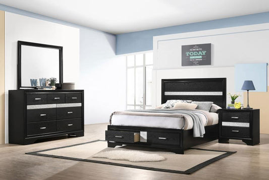 Miranda 4-piece Full Platform/Storage Bedroom Set Black (B,D,M,N)