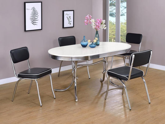 Retro 5-piece Oval Dining Table Set White and Red
