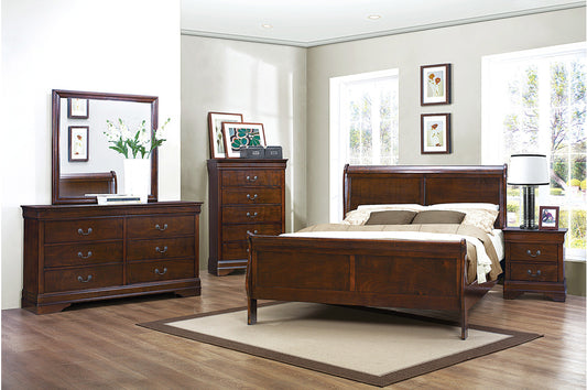 QUEEN CHERRY LOUIS PHILIPPE SLEIGH BEDROOM (B,D,M,N)