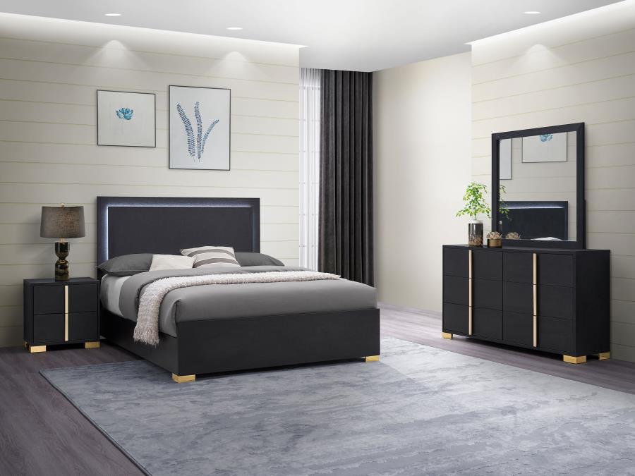 Marceline 4-piece Queen Bedroom Set Black (B,N,D,M)