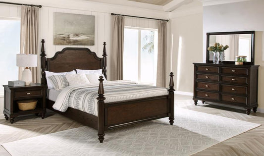 Andover 4-piece King Bedroom Set Dark Oak (B,D,M,N)