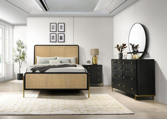 Arini 4-piece Queen Bedroom Set Black and Natural (B,D,M,N)