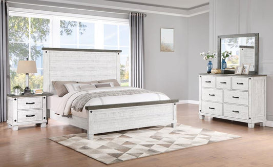 Lilith 4-piece Eastern King Bedroom Set Distressed White (B,D,M,N)