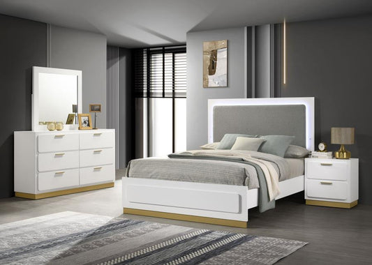 Caraway 4-piece Eastern King Bedroom Set White (B,D,N,M)