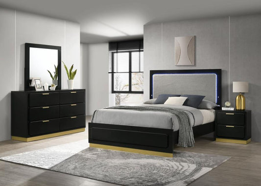 Caraway 4-piece Eastern King Bedroom Set Black (B,D,M,N)