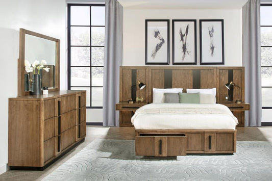 Terrace 5-piece Eastern King Platform/Storage Panel Bedroom Set Ash Brown (B,D,M,NP)