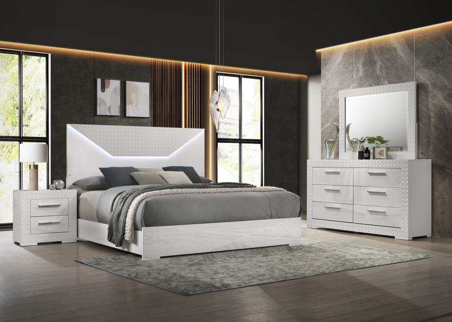 Ives 4-piece Queen Bedroom Set White High Gloss (B,D,M,N)