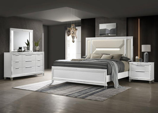 Marmore 4-piece Eastern King Bedroom Set White (B,D,M,N)
