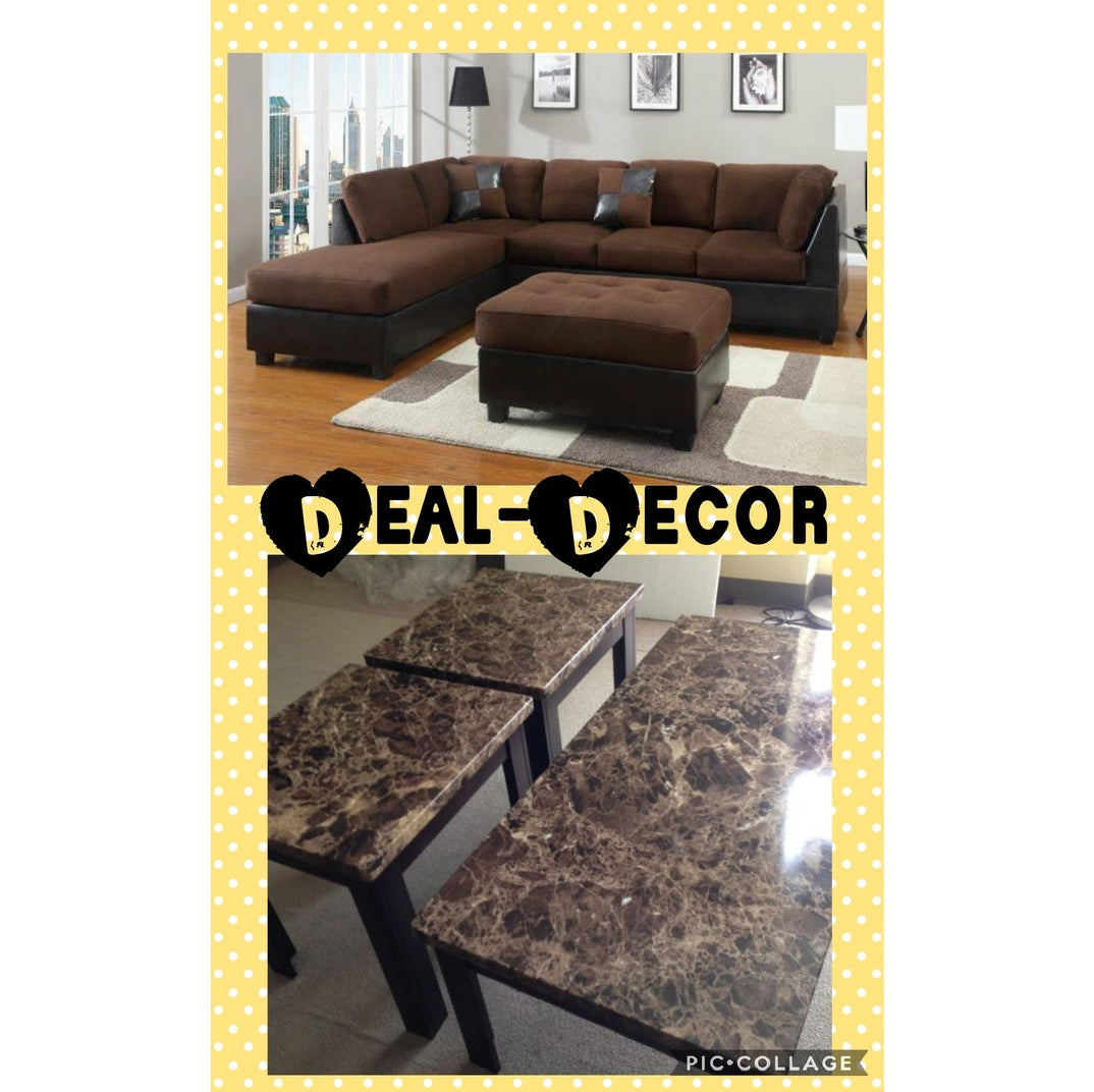 2325/3242 CHOCOLATE MICROFIBER SECTIONAL & 3PC END TABLE COMBO!!!